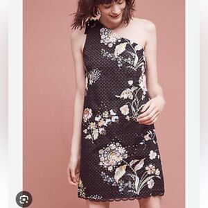 Maeve Anthropologie Ashbury one shoulder cotton flor studded dress size 6